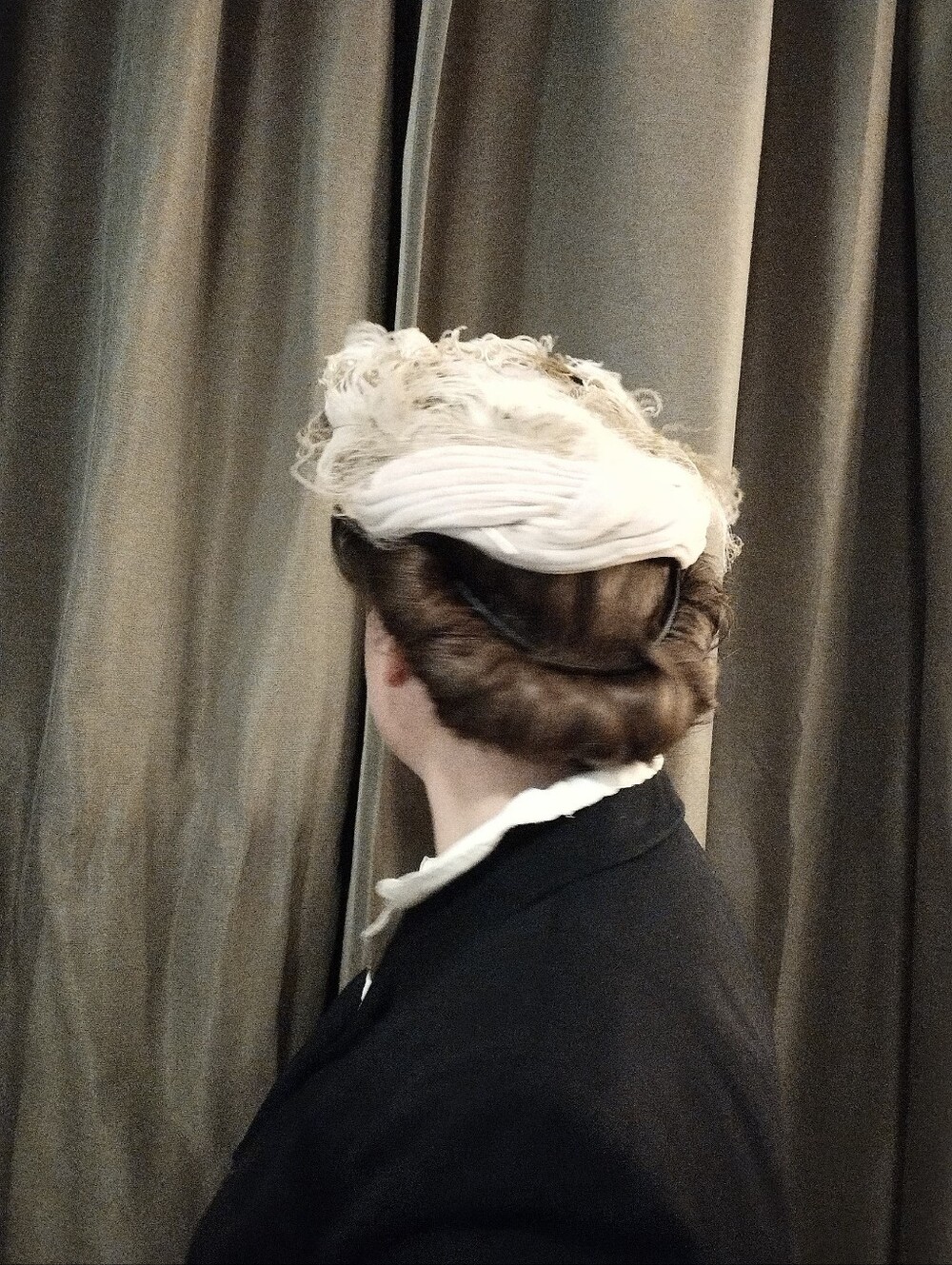 Feather Trimmed Beige Cocktail Hat - Picture 6 of 8